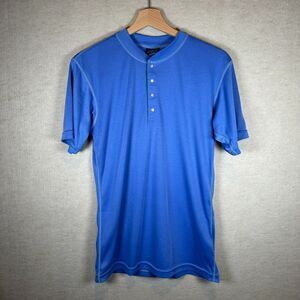 Vtg Patagonia Capilene Henley Shirt Mens Medium Blue USA Made Snaps Shortsleeve